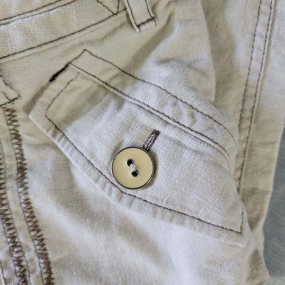 Lane Bryant Linen Cotton Blend Crop Pants Contrast Stitch Tan Pockets Size 14 - Picture 5 of 12
